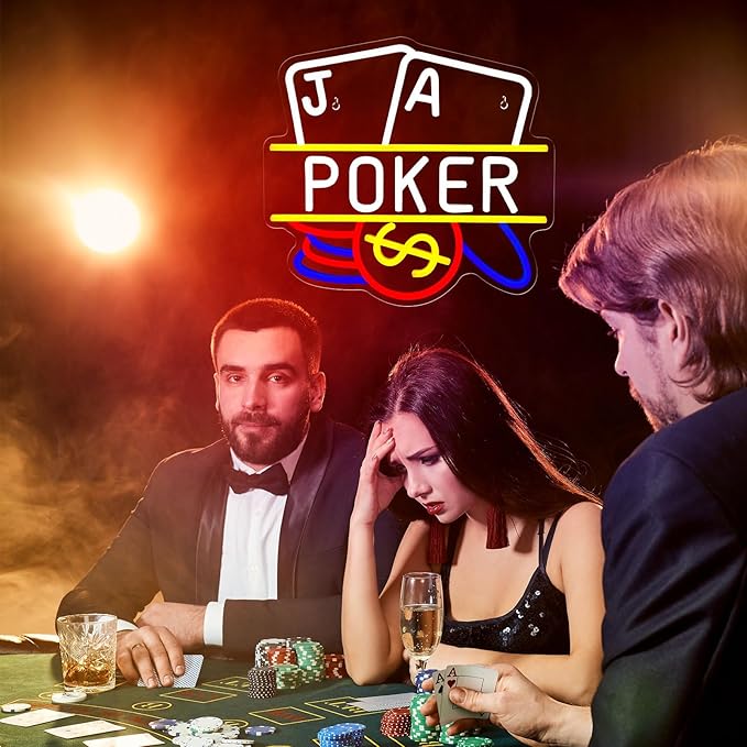Poker Neon Sign, Playing Cards LED Neon Light for Wall Decor Casino Neon Lights for Man Cave, Bar, Bedroom, Hotel, Game Room, Casino Party Decorations Gift