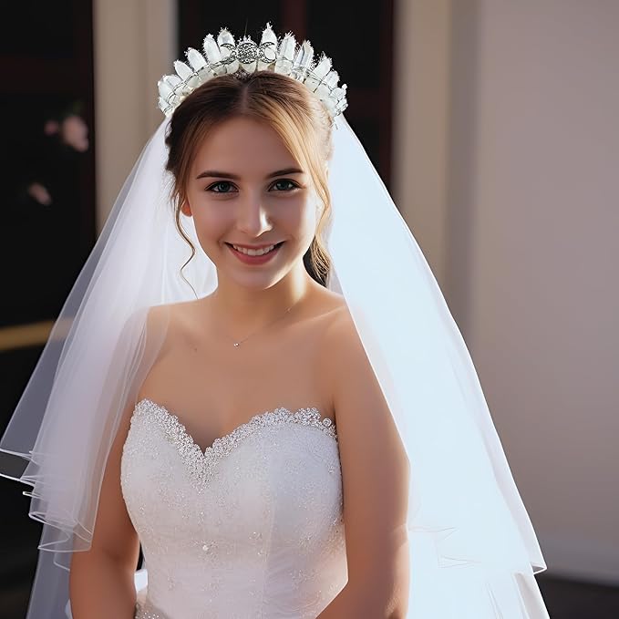 Raw Crystal Tiara Headband, Bridal Crown Rhinestone Fairy Headwear for Wedding Bride Women Girls (clear)