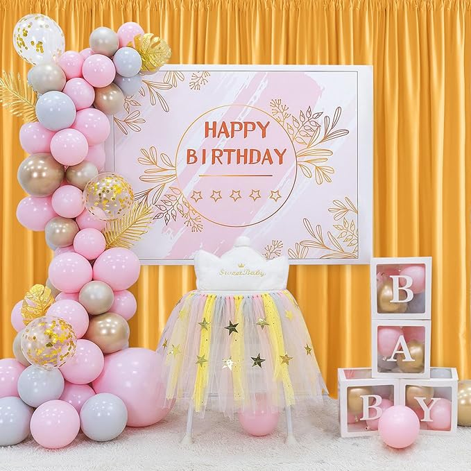 Hiasan Orange Yellow Backdrop Curtains for Parties, Polyester Photography Backdrop Drapes for Family Gatherings, Wedding Decorations, 5ftx7ft, Set of 2 Panels
