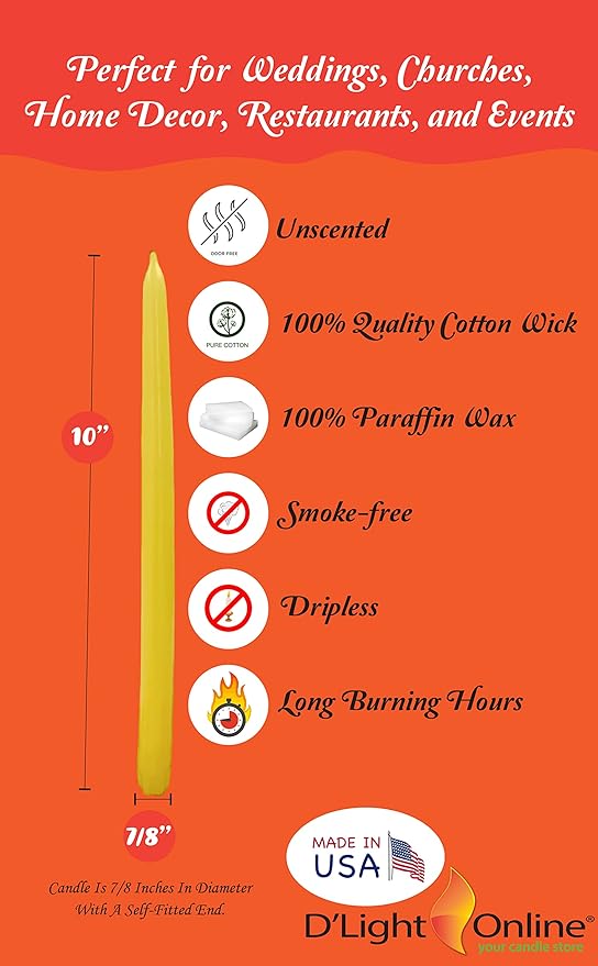 D'light Online Elegant 10" Seasonal Spring Pastel Taper Candles Premium Quality, Hand-Dipped Tapered Candles, Dripless and Smokeless for Easter, Dinner, Party, Wedding - Set of 12 (10 Inch, Unicorn)