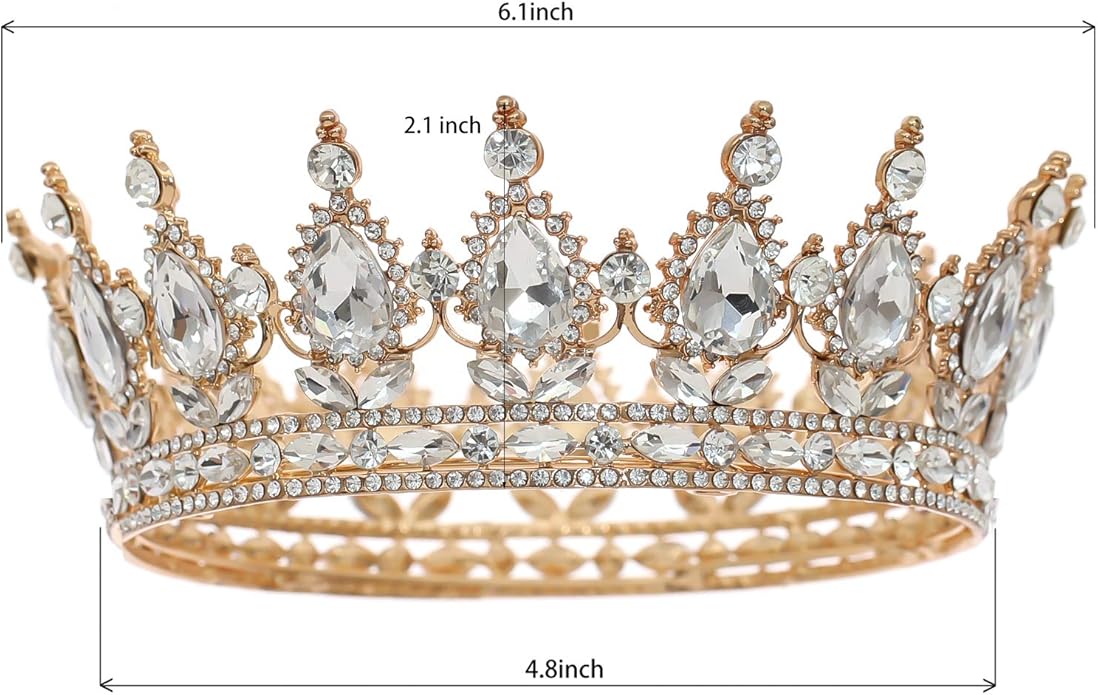 FORSEVEN Queen Crown Rhinestone Wedding Crowns and Tiaras for Women Costume Party Hair Accessories Princess Birthday Crown Crystal Bridal Crown Christmas Decorations Headband