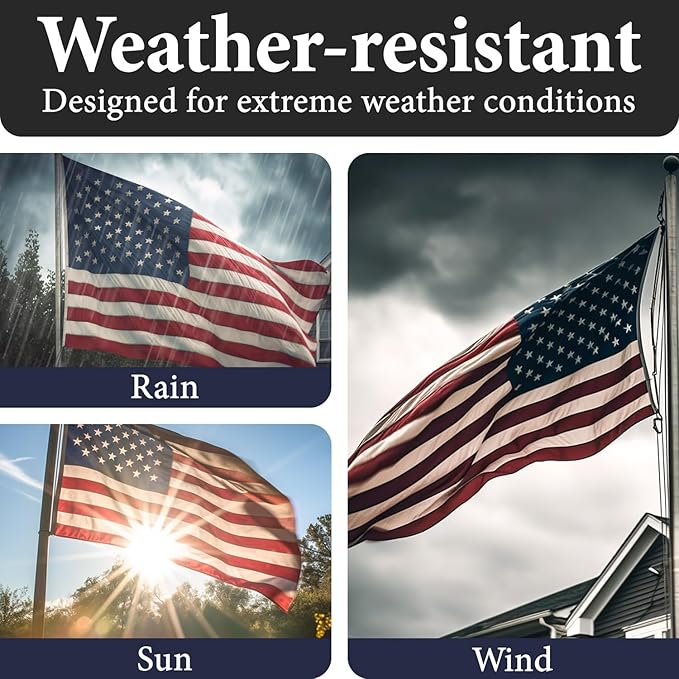 American Flags for Outside 5x8-100% MADE IN THE USA -Indestructible Durable Outdoor Heavy Duty Spun Polyester US Flag -United States Flags Sewn Stripes and Embroidered Stars - FMAA Certified