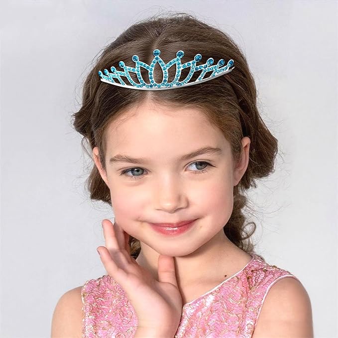 10 Pcs Blue Tiaras Crowns Headband for Women Girls - Bulk Blue Crystals Princess Crowns Tiara for Princess Outfits Costume Prom Accessories Halloween Cosplay Parties