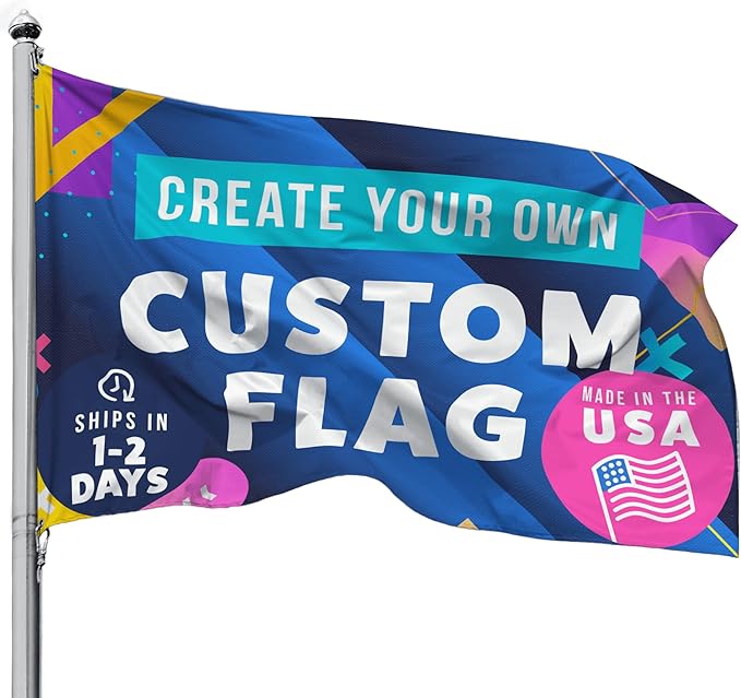 Create Your Own Custom Flag - Personalized Outdoor and Indoor Banner for Business, Celebrations, and Events - Full-Color Printing, UV Resistant, Durable Polyester, Made in the USA, Easy to Design, Single-Sided (5' x 8')