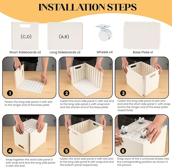 CINPIUK File Box Rolling File Organizer with Wheels Stackable Storage File Boxes Portable Letter File Folder Box Book Box Document Organizer for Home Office Filing Storage Bin, 2Pcs