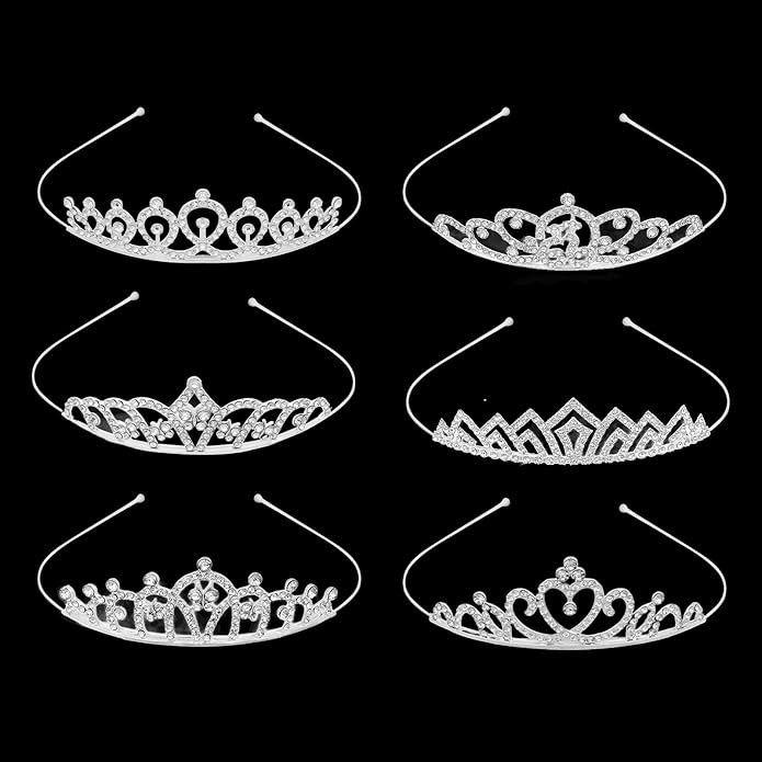 Tiaras for Women, Silver Birthday Tiara Crown for Women Metal Crystal Rhinestone Princess Crown Headband for Party Weddings Prom Homecoming 6 Pack