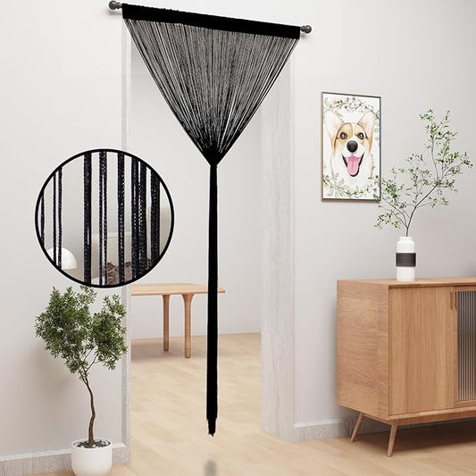 YIIBAII Door String Curtains Fringe Door Curtains for Doorways Window Room Decoration Living Room Divider(39"x79", Blcak)