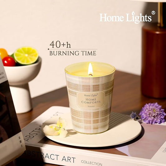 HomeLights Home Comforts Scented Candles | 6.7oz Soy Candles Rustic Modern Large Candle Jars | Ideal Candle Gifts for Events, Home Decor Stress, Relief & Relaxation