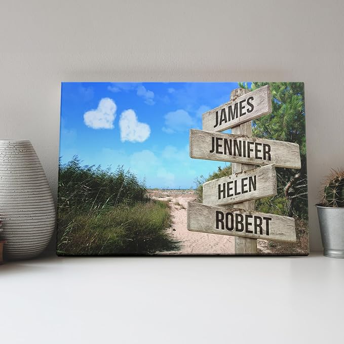 Dem Canvas Personalized Street Signs With Names, Photo Canvas Gifts For Family