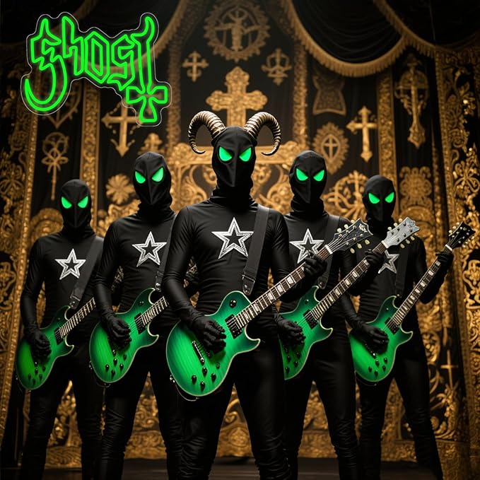 Gothic Band Neon Sign, Green LED Wall Light, Mysterious Rock Music Decor, Occult Aesthetic Room Light (12.2"x16.5")