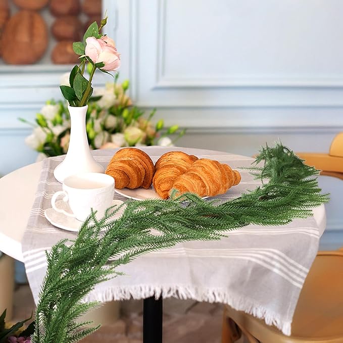 2 Pcs 6Ft Garland Christmas Decorations Norfolk Pine Garland Real Touch Winter Pine Garlands, Green Artificial Faux Greenery Garlands for Table, Mantle, Wall, Outdoor Home Decor Xmas Holiday Seasonal