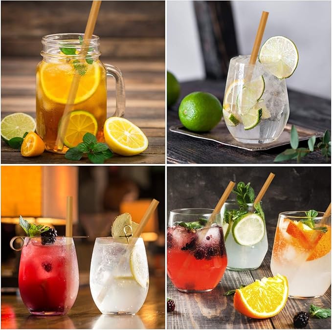 5 Inch 600pcs Biodegradable Cocktail Straws Made from Sugarcane Fiber A CompostableSturdy Drinking Straws for Hot and Cold Drinks Not Foggy Packed by 200 Count per box(3 packs)