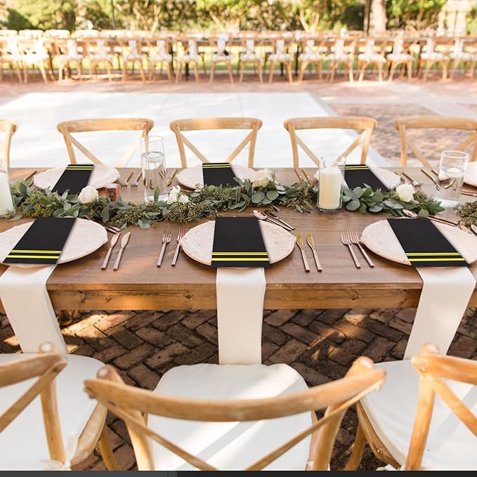 100 Pcs Black and Gold Napkins - Black Paper Napkins Disposable - 3-Ply Premium Quality Black Dinner Napkins for Birthday Kitchen Wedding Anniversary New Year Party