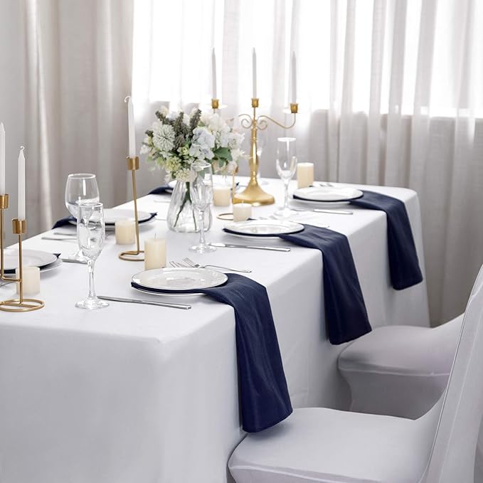 50pcs Polyester Cloth Napkins - 20 x 20 inch Navy Dinner Washable Napkins with Hemmed Edges for Restaurant/Wedding/Hotel(50,Navy)