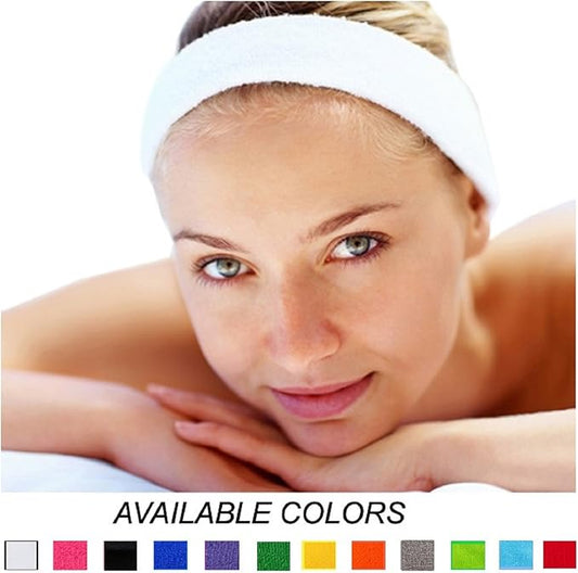 12 Sweatbands Cotton Sports Headbands Terry Cloth Moisture Wicking Athletic Basketball Headband by Kenz Laurenz