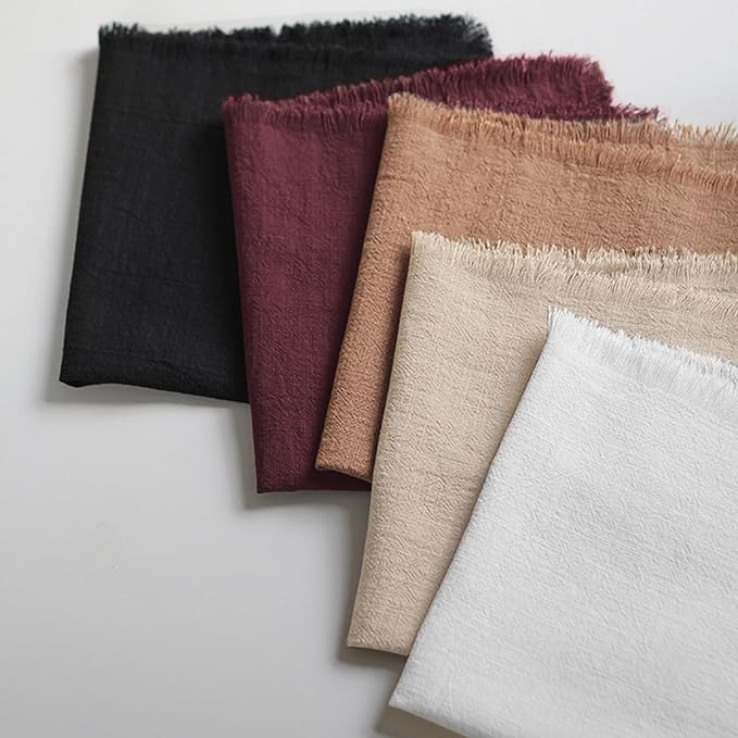 Handmade Cloth Napkins 100% Cotton Napkins with Fringe,Delicate Handmade Cloth Napkins for Dinners, Parties, Weddings and More,18 x 18 Inch Set of 4 - Burgundy