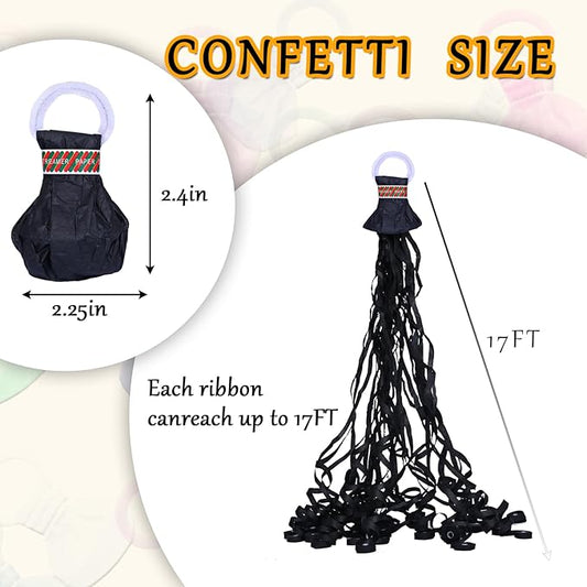 12 Pack Black Streamer Poppers, No Mess Confetti Poppers,Party Poppers No Mess Streamers Easy to Clean Handheld Streamer Cannon,Ideal for Celebrations and Events
