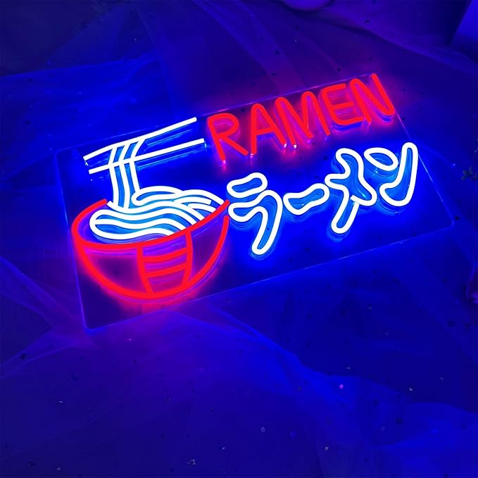 Ramen Neon Sign Japanese Noodles Neon Light for Wall Decor Dimmable LED Ramen Light Up Signs USB Powered Food Shop Neon Signs for Restaurant Store Kitchen Home Bar Dinning Room Christmas
