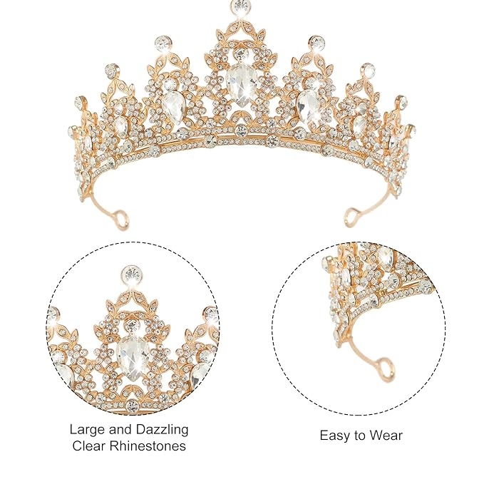 Crown, Wedding Tiara, White Crystal Crown, Wedding Tiara for Women, Rhinestone Headband, Women Girls Crowns Tiaras for Bridal Wedding Prom, Rhinestone Princess Tiaras for Bridal Headband Birthday Party Prom Cos-play Costume Christmas