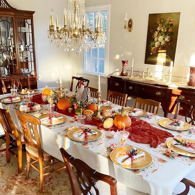 10 Pack Christmas Table Runner Terracotta Cheesecloth Table Runners 35x120 Inch, 10FT Rustic Burnt Orange Cheese Cloth Table Runner for Wedding Bridal Shower Baby Shower Birthday Holiday Decor