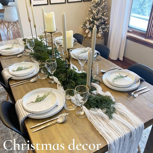 10 Pack White Christmas Table Runner 10FT Long Boho Gauze Table Runner Rustic Sheer White Cheesecloth Runner for Wedding Bridal Baby Shower Birthday Party Thanksgiving Christmas Table Decor