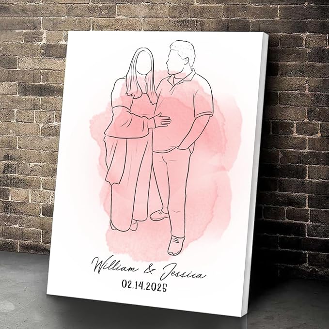 GABITA Personalized Crossroads Street Sign Wall Art for Couples, Anniversary Canvas for Couple, Gift for Valentines Day, Girlfriend Boyfriends Gifts, Custom Line Drawing Photo Poster for Wife Husband