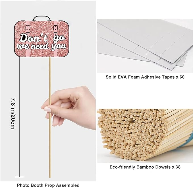 Farewell Decorations Party Photo Booth Props, We Will Miss You Decorations Party Favor, Going Away Party Decorations Rose Gold Photo Booth Props Kit for Retirement Job Change Bye Office Work Party