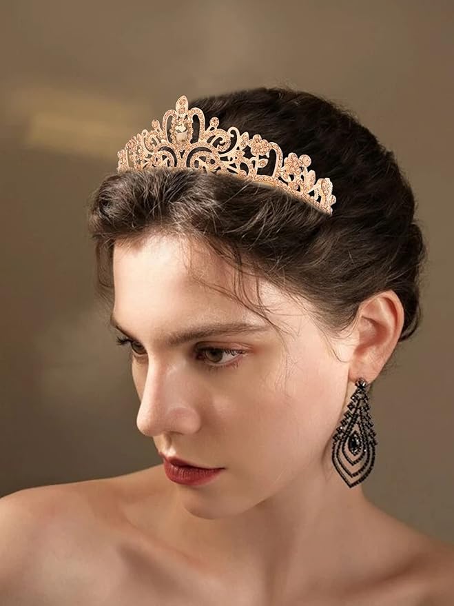 COCIDE Gold Tiara Crowns Crystal Headband Princess Rhinestone Crown with Combs Bride Headbands Bridal Wedding Prom Birthday Party Hair Accessories Jewelry for Women and Girls (M CHAMPAGNE)