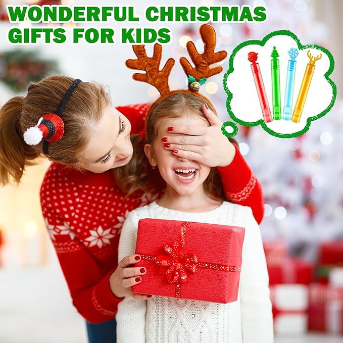 200 Pack Bulk Christmas Bubbles Party Favors Supplies,Mini Holiday Christmas Treats Bags Stocking Fillers Novelty Items Toys for Toddler Kids,X-mas Parade Giveaways Prizes Trinkets for Students
