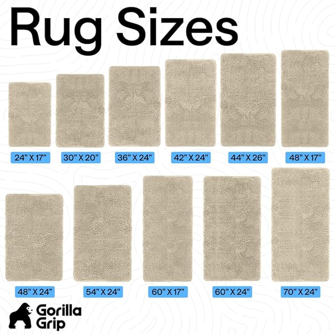 GORILLA GRIP Bath Rug Mat 30x20, Thick Soft Absorbent Chenille, Quick Dry Microfiber Mats, Rubber Backing Washable Shower Floor Rugs, US Designed Bathroom Bathmat Home Decor Accessories, Sand