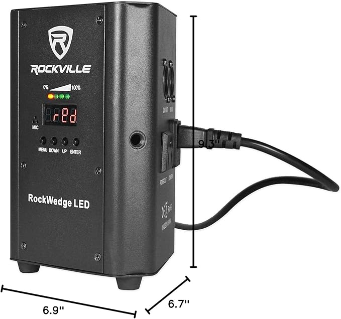 Rockville RockWedge LED 54W RGBWA+UV Battery Powered Par Light, Wireless DMX, Rechargeable, Compact Design, for DJs and Events