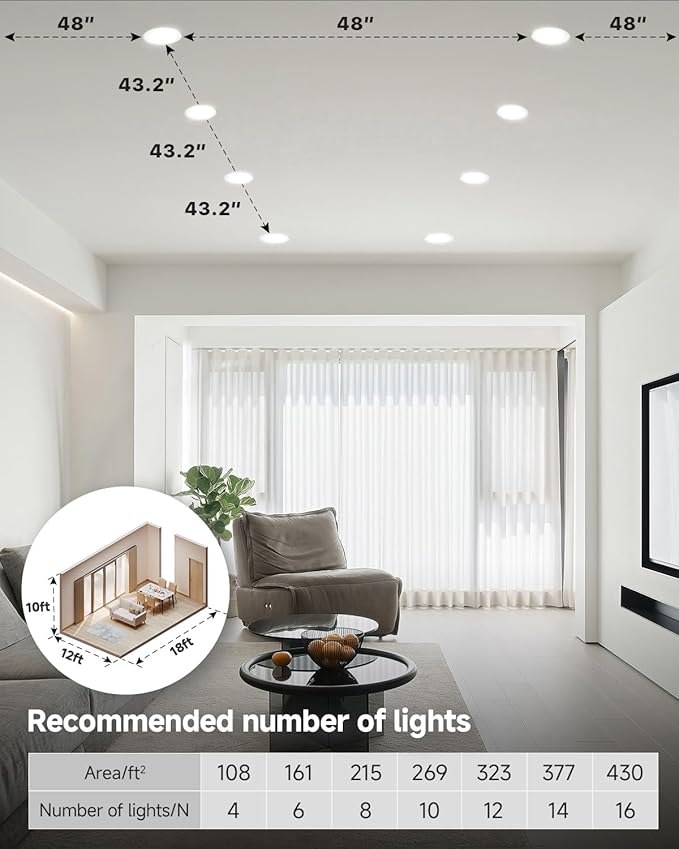 Ensenior 6 Pack 4 inch Gimbal Led Recessed Light with Junction Box, 90° Adjustable Directional Eyeball Lighting, Dimmable, 2700K/3000K/3500K/4000K/5000K, 900LM, 9W=85W-ETL&FCC Certified
