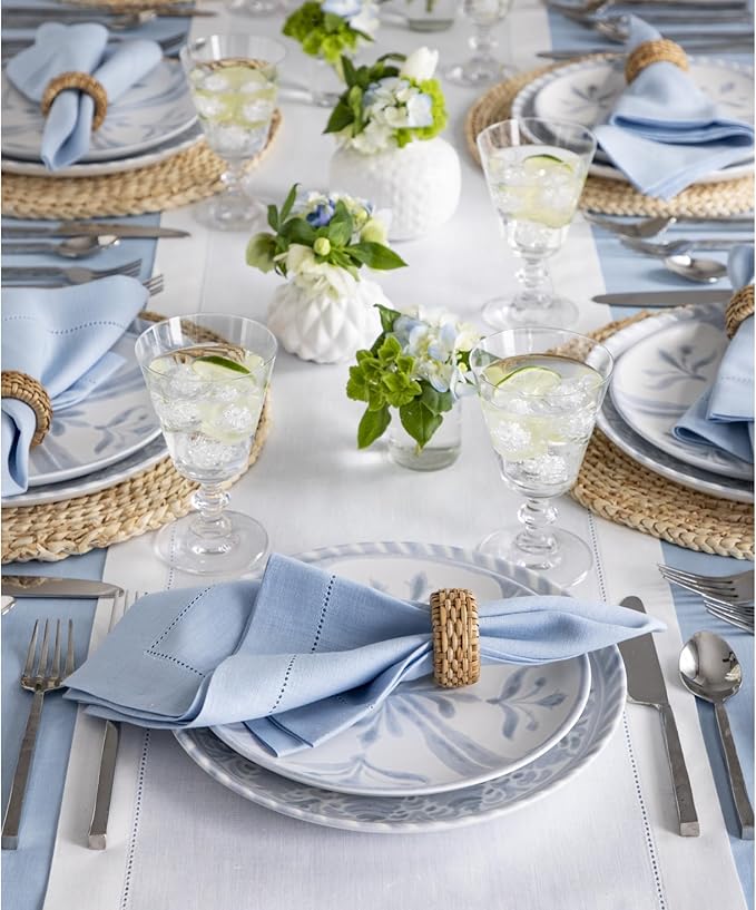 Solino Home Linen White Table Runner 156 Inches Long - 100% Pure Linen Extra Long Table Runner 14 x 156 Inch for Fall, Autumn, Christmas, Holiday, New Year - Classic Hemstitch