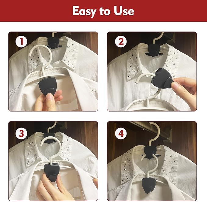 Space Saving Standard Hanger Hooks 50Pcs, Upgrade Heavy Duty Space Saver Hangers Connector Hooks for Clothes, Premium Hanging Closet Organizer for Dorm, Ganchos para Colgar Ropa, Black