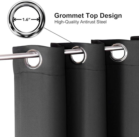 ChrisDowa Grommet Blackout Curtains for Bedroom - Thermal Insulated Room Darkening Curtains for Living Room (1 Panel Set, Dark Grey,42W x 84L)