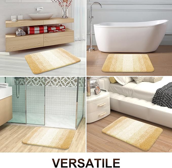 OLANLY Bathroom Rugs Mat 50x30, Extra Soft Absorbent Microfiber Bath Rug, Rubber Backing, Quick Dry, Machine Washable Bath Mats for Bathroom Floor, Tub and Shower, Home Decor Accessories, Light Yellow