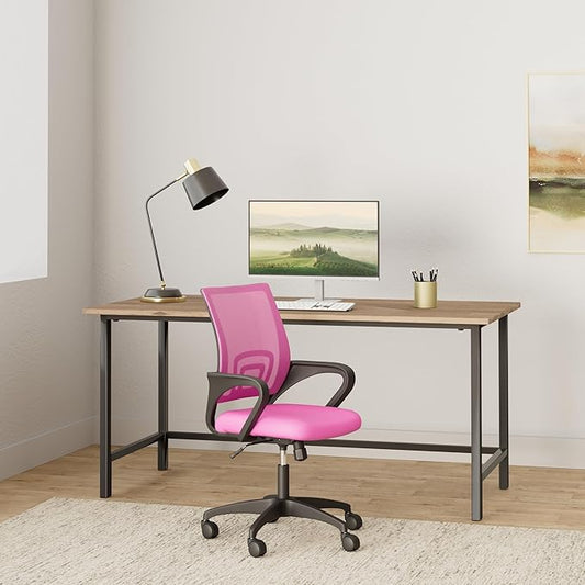 BestOffice | Ergonomic Office Chair | Mid-Back Swivel Desk Chair | Breathable Backrest & Lumbar Support | Adjustable Height | Sponge Seat | Rolling Wheels | Pink | for Adults & Women | Pack of 2