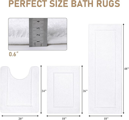 Pauwer 3 Piece Plush Bath Mat Set, Non Slip Shaggy Bathroom Rugs with U-Shaped Contour Toilet Mat for Bedroom Living Room