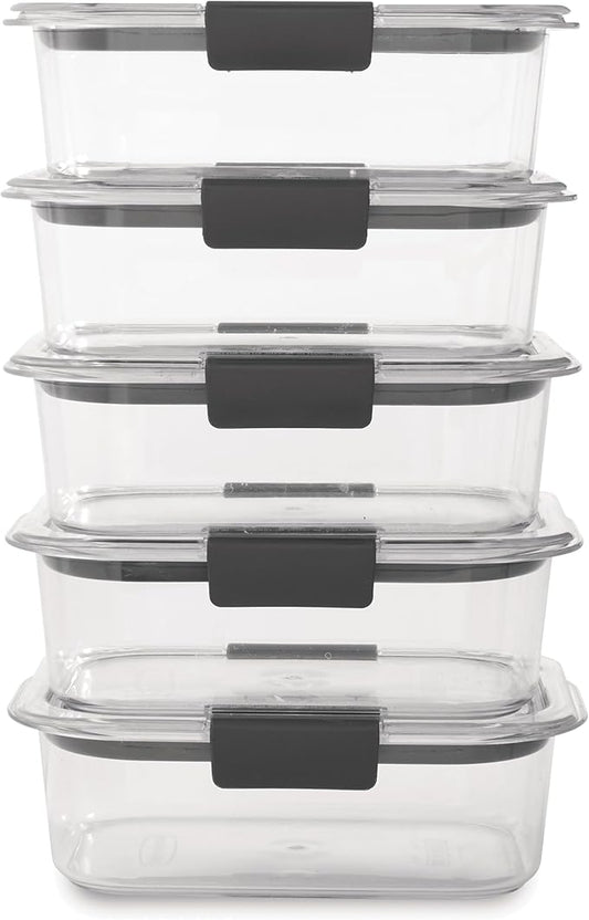 Rubbermaid Brilliance Tritan Plastic Food Storage Containers BPA Free Airtight Lids Ideal for Lunch Meal Prep & Leftovers Set of 5 (3.2 Cup)
