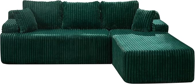 Hobestluk Modular Sectional Sofa Couches L-Shape Couch 3 Seat Modular Sofa Memory Foam Sectional Couches for Living Room, Cloud Couch with Oversized Chaise (108" Right Facing Chaise)