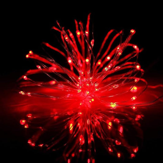 Joomer Battery String Lights, 2PACK Total 100 LED Battery Operated String Light, Twinkle Fairy Lights with Timer for Home, Garden, Store, Party, Holiday, Indoor Decor (Red)