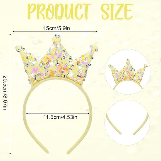 12 PCS Princess Crowns Headband,Glitter Headbands Crown,Sequin Crown Headband,Princess Tiara,Crowns Hair Accessories for Girls Women Birthday Party Wedding Prom Jewelry Cosplay Gifts