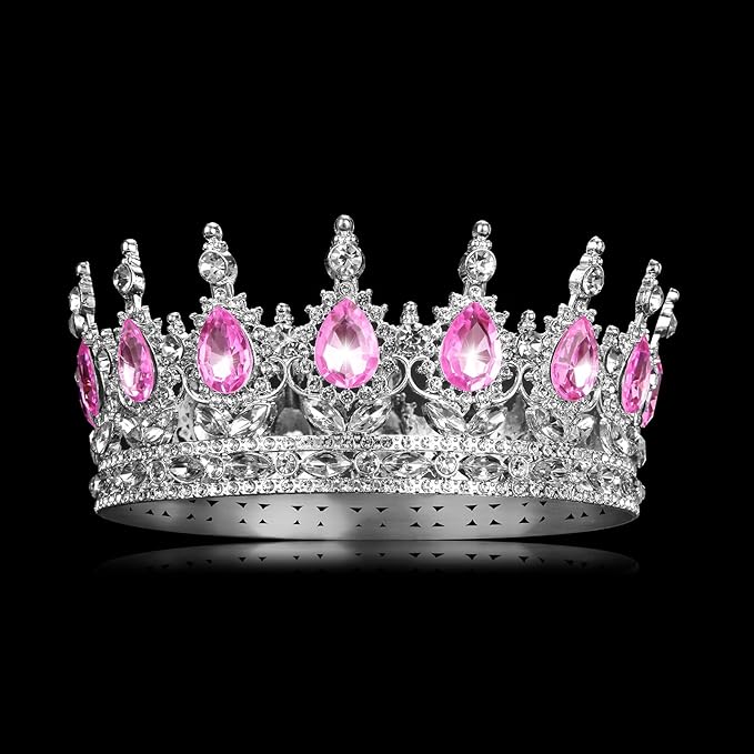 Onedor Silver Crown for Women Crystal Rhinestone Tiara Queen Headpiece for Wedding Prom Pageant Birthday Princess Theme Costume Party Hair Accessories and Cake Topper Decoration