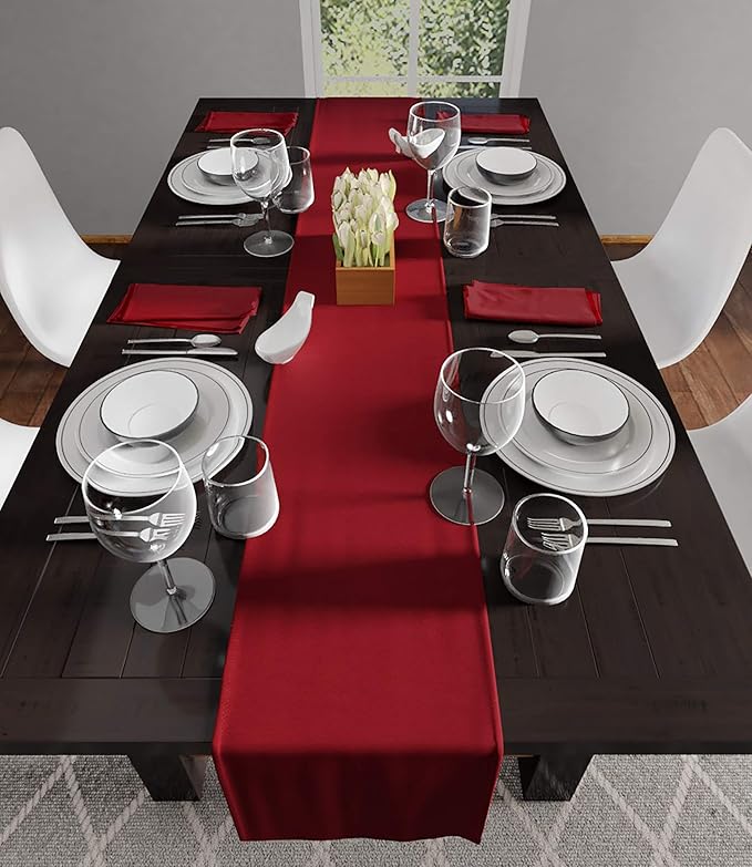 Encasa XO Deep Red Cloth Napkins Set of 12, 17"x17" | Solid Color Cotton Dinner Napkins | Washable & Reusable Napkins for Dining Table Fall Decoration, Holiday & Christmas Festivals