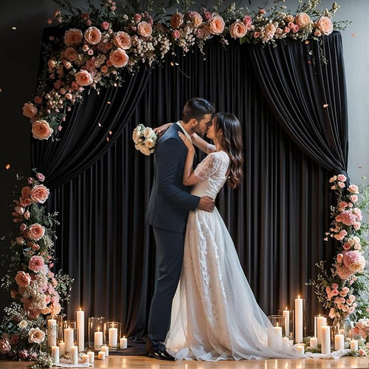 10 x 10 FT Black Backdrop Curtains for Parties, 10ft Long Curtains for Backdrop Wrinkle-Free Polyester Black Photo Drapes Soft Fabric with Rod Pockets for Birthday Wedding Ceremony Prom Events RIP