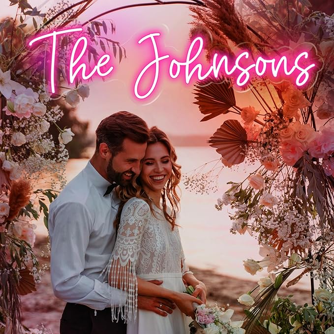 Custom Neon Sign, Name Sign Personalized, Neon Signs for Wall Decor, Wedding, Proposal, Anniversary Party, Bedroom Romance, LED Lights for Love Decorations (Wedding)