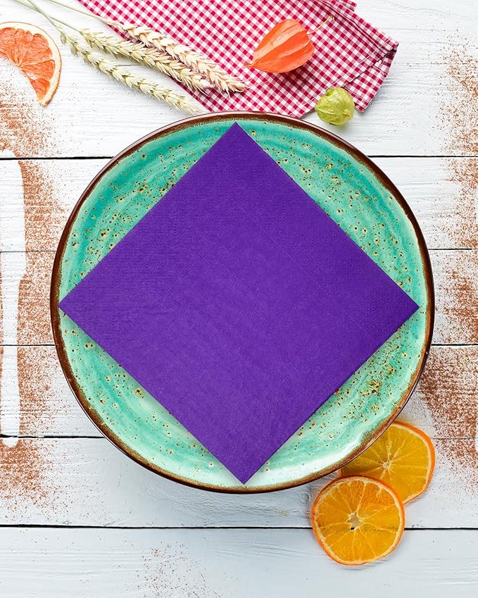 Purple Cocktail Napkins 5 * 5inch disposable Beverage Napkin paper for Cocktail, Wedding, Dinner,Birthday Party Dessert Wine Paper Napkins( 120 Count)