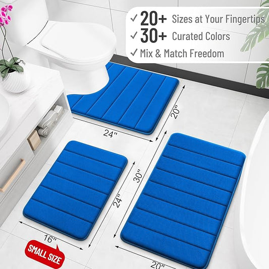 OLANLY Memory Foam Bath Mat 36x24, Super Soft Absorbent Bathroom Rugs, Quick Dry, Machine Washable Shower Floor Rugs, Bathmat Carpet, Bathroom Home Decor Accessories, Royal Blue