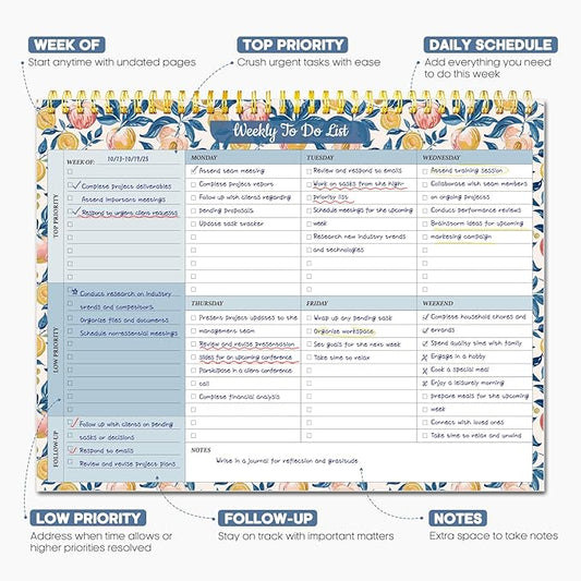 Taja Weekly To Do List Notepad with 52 Undated Sheets(8.5"×11")- Weekly Desk Planner for Women & Man, Work and Home - 1 Pack Citrus Grove