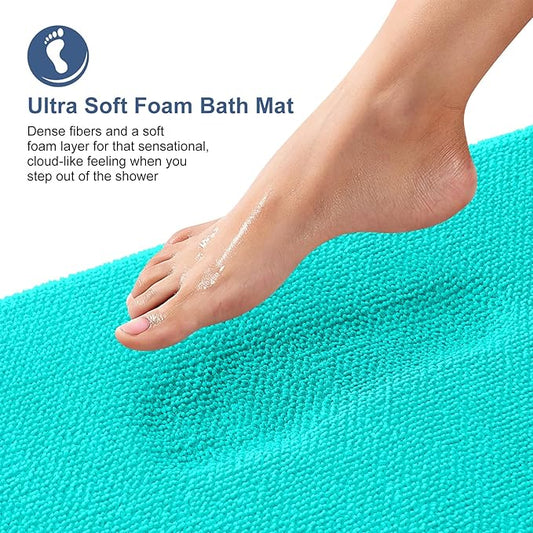 OLANLY Thick Memory Foam Bath Mat Rug 44x24, Extra Soft Absorbent Bathroom Rug, Quick Dry Bath Mats, Non-Slip, Machine Washable Carpet for Bathroom, Tub and Shower, Home Decor Accessories, Teal